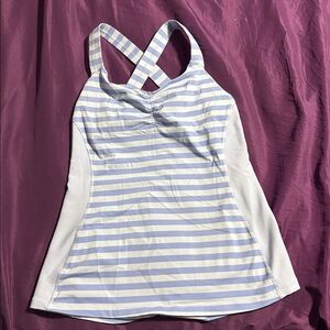 lululemon athletica Light Blue and Beige Tank Top